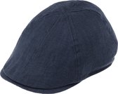 Flatcap Linnen Marine blauw - Maat: 56-M