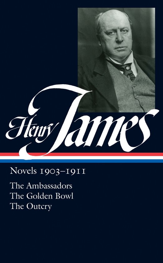 Boekomslag met een portret van Henry James, met de tekst 'Henry James Novels 1903-1911'.