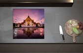 Inductieplaat Beschermer - Boeddhistische Wat Benchamabophit Tempel met Gouden Details in Bangkok, Thailand - 57x55 cm - 2 mm Dik - Inductie Beschermer - Bescherming Inductiekookplaat - Kookplaat Beschermer van Wit Vinyl