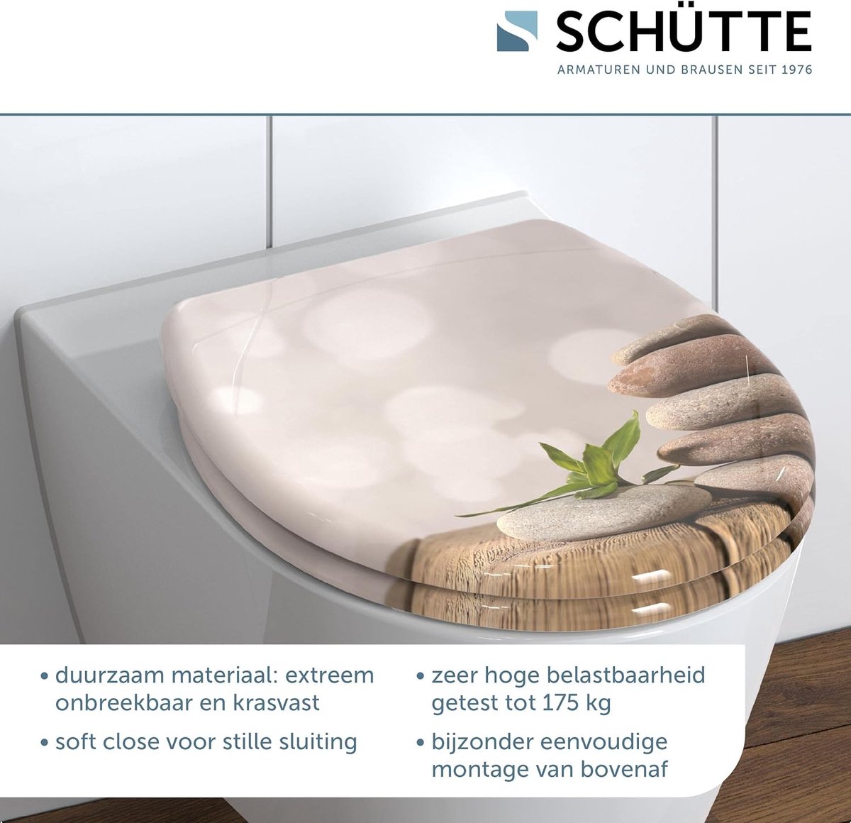 Goedkoopste Wc-bril STONE PYRAMID met softclose, toiletdeksel met motief en snelsluiting voor het reinigen, Duroplast wc-deksel (max. belasting van de wc-bril 150 kg