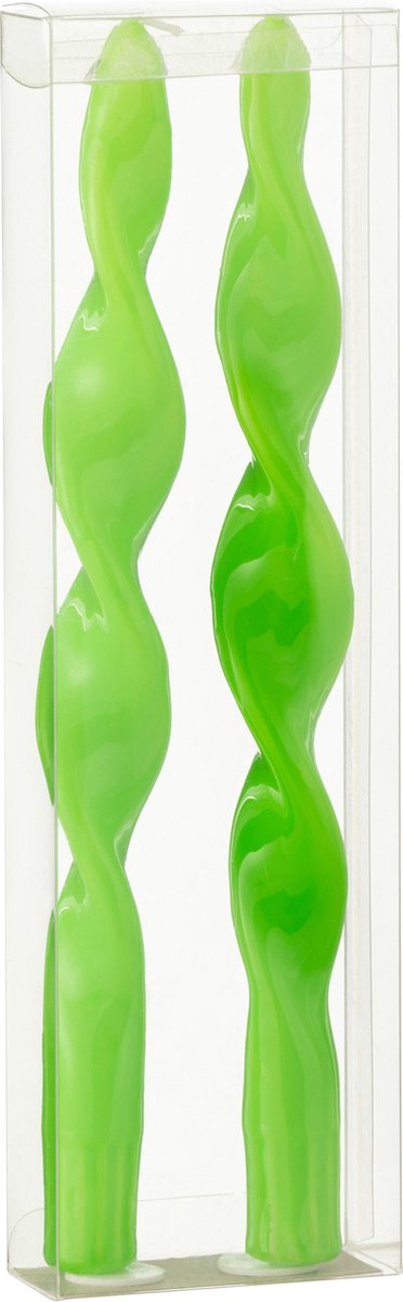 J-Line kaars Gedraaid - groen - small - 3U - doos van 2