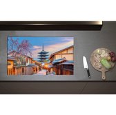 Inductieplaat Beschermer - Bloesemboom bij Boeddhistische Hōkan-ji Tempel in Kioto, Japan - 85x50 cm - 2 mm Dik - Inductie Beschermer - Bescherming Inductiekookplaat - Kookplaat Beschermer van Wit Vinyl