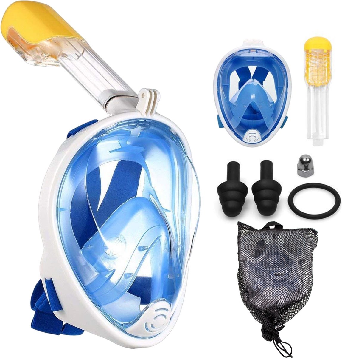 Ferodelli Snorkelmasker - Snorkel - Snorkelbril - Snorkelset - Duikbril - Duikmasker - Full Face - Kinderen - Kind - Blauw