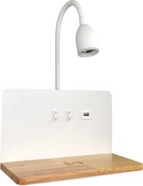 Wandlamp binnen - leeslamp - bedlampje - leeslampje - bedlampjes slaapkamer - bedlampjes leeslampjes - bedlampjes hoofdbord - inclusief draadloos opladen voor telefoon - 360 graden draaibaar - Wit