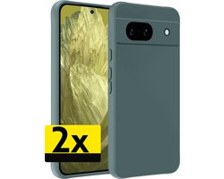 Hoesje - 2 Stuks - Geschikt voor Google Pixel 8a - Sterk & Shockproof - Case Siliconen - Back Cover - Telefoon Hoes - Telefoonhoesjes - Donkergroen