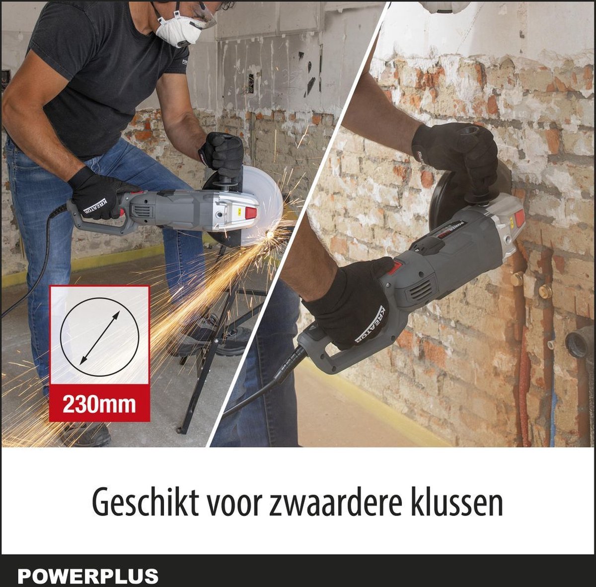 VONROC Haakse Slijper 2350W 230mm 5800 Tpm Inc. Zijhandgreep Voor Links En Rechtshandig Gebruik 3 Meter Rubberen Kabel Excl Slijpschijf 2196816952