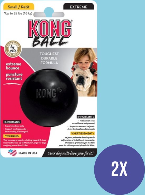 Kong - Extreme Rubber Bal Zwart - Small - 2 Stuks - Voordeelverpakking
