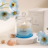 Kaars - Glazen beker met Deksel - Blauw - Luxe Aromatherapie Kaars - Figuurkaars - Cadeau - Geurkaars - Decoratie - Sham's Art