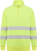 Technisch hoog zichtbaar / High Visability sweatershirt met korte rits model Spica Geel maat M
