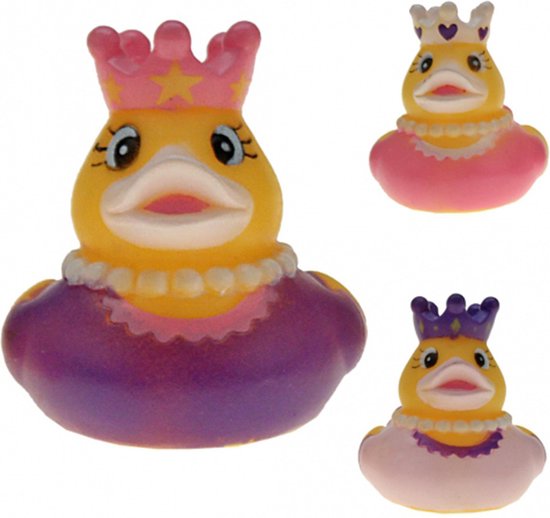 Rubber badeendje prinses - paars - badkamer fun artikelen - size 5 cm - kunststof - speelgoed eendjes van Krüger & Gregoriades — afbeelding 2