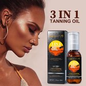 3-in-1 tanning oil - zonnebrand olie SPF 25 met bronzer and moisturizing - tanning oil - zonnebrand SPF 25 - zelfbruiner - face & body tanning oil -gezicht en lichaam bronzer - glowing skin