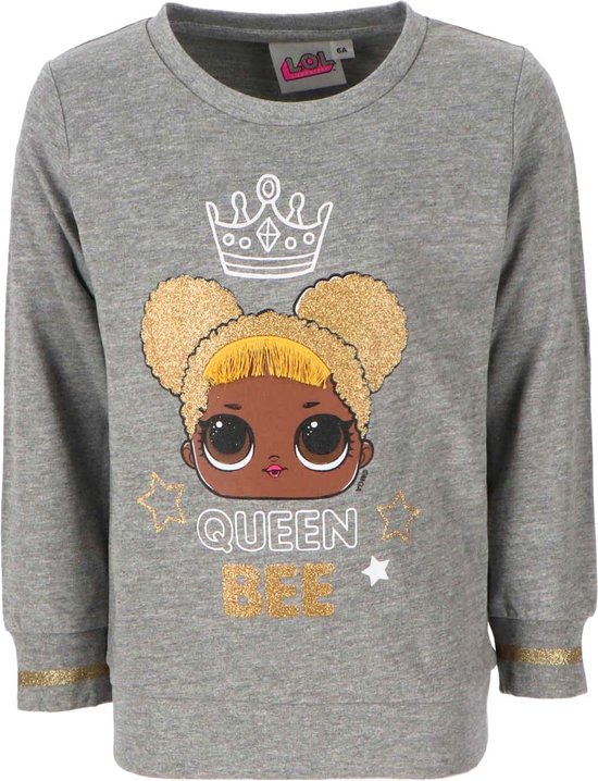 LOL Surprise! Sweater - Queen Bee - Katoen - Grijs - Maat 128 (8 jaar)