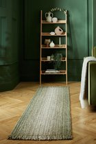 Flycarpets Loper Jute Ombre Modern Laagpolig - Wol Mix - Handgeweven Vloerkleed - Groen - 60x230 cm