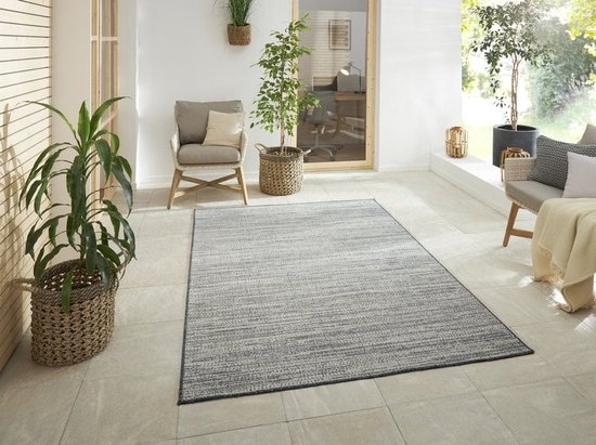 Flycarpets Elle Decoration - Binnen & Buitenkleed - Omkeerbaar - Gemini - Gemeleerd - Zilver - 200x290 cm