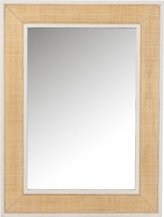 J-Line miroir Molly - bois exotique/rotin - blanc - medium