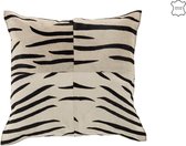 J-Line kussen Zebra Vierkant - leer - zwart/wit