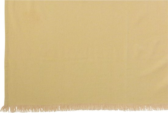 J-Line Plaid - polyester - geel & wit - 172 x 130 cm - woonaccessoires