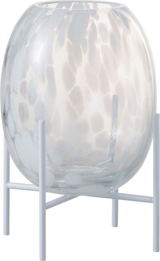 Vase J-Line sur Pied Dots Verre Transparent / Blanc 15x15x23