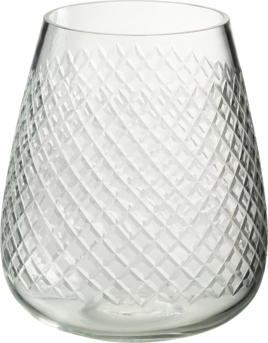 J-Line Vase Carreaux Verre Transparent Small