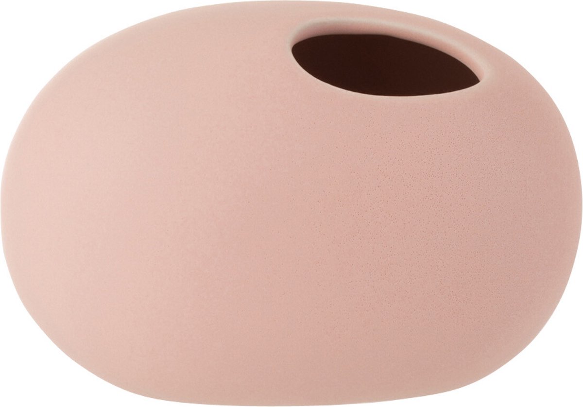 J-Line vaas Ovaal - keramiek - roze - small - 2 stuks - Ø 10 cm