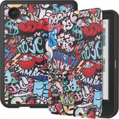 Case2go - Hoes geschikt voor Kobo Clara Colour/ BW - Sleepcover - Auto/Wake functie - Graffiti