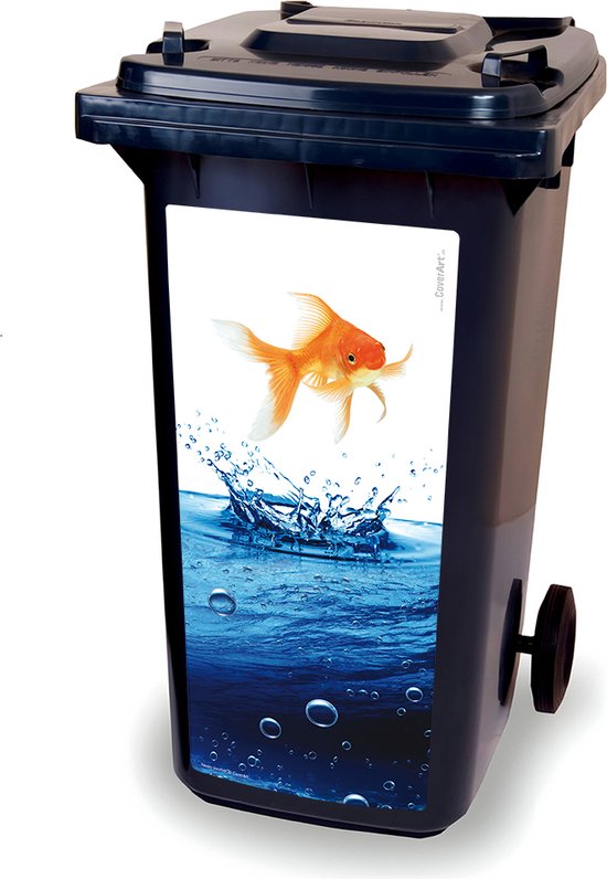 Kliko sticker - Happy Goldfish - container sticker - afvalbak stickers - vuilnisbak - CoverArt