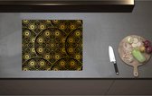 Inductieplaat Beschermer - Borden met Gouden Geometrische Print - 60x51 cm - 2 mm Dik - Inductie Beschermer - Bescherming Inductiekookplaat - Kookplaat Beschermer van Zwart Vinyl