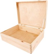 XL Grote Houten Opberg-Kist | 40 x 30 x 14 cm (+/-1cm) | met Deksel | Voor Documenten Voorwerpen Speelgoed Gereedschap Cigar case