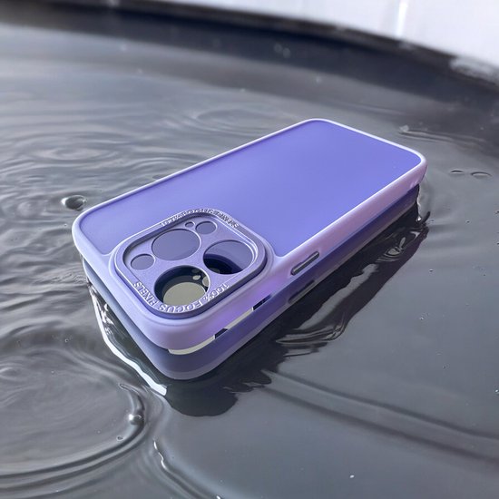 Coque arrière militaire – Convient pour iPhone 15 Pro – Avec protection d'appareil photo – Coque robuste avec bords pare-chocs en TPU souple – Violet