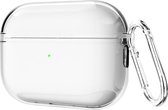 Cazy Siliconen Hoesje geschikt voor Apple Airpods Pro 1/2 - Inclusief karabijnhaak - Beschermt tegen krassen en stoten - Transparant