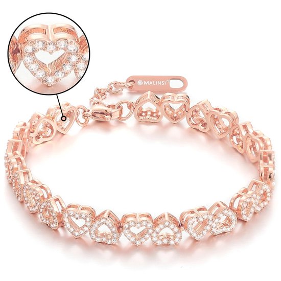 Malinsi Armband Dames Luv - Rose Goud Plating 17-20,5cm Verstelbaar - Sieraden Armbanden Vrouw