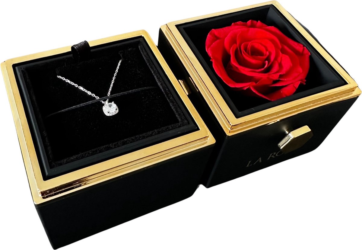 La Rose Juwelendoos - Sieradendoos voor Volwassenen - Sieradenkast met Eeuwige Roos & Ketting – Luxe Cadeaudoos - Romantisch Cadeau voor Vrouw, Vriendin, Moeder