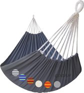 Hangmat voor buiten, 2 personen, 220 x 150 cm, totale lengte 330 cm, draagvermogen 300 kg, canvas, katoenen hangmat voor tuin, binnen, kinderen, balkon, donkergrijs, XXL