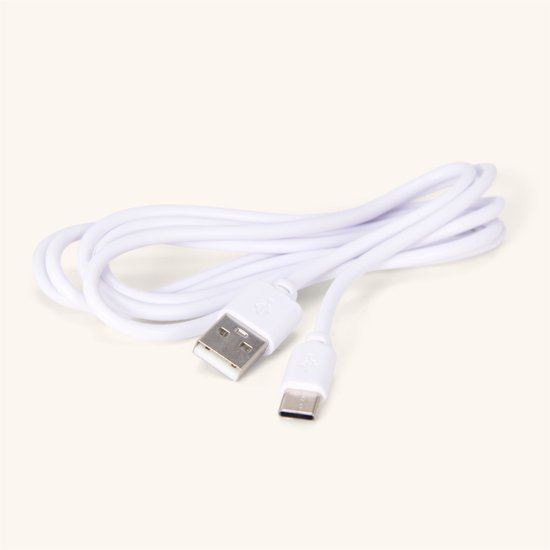 Witte USB naar USB-C oplaadkabel.