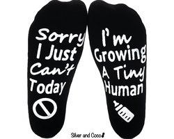 SilverAndCoco® - Tiny Human Sokken / Gekke Vrolijke Foute Happy Baby Zwangerschaps Kleding / Leuke Grappige Warme Gender Reveal Socks / Zwanger Geschenk Sok Katoen / Baby Shower Vrouwen Kerst Cadeau met Tekst - Ik krijg een Baby