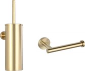 Osiris Living® - 2-delig Toiletaccessoiresset Goud - Luxe Wc Borstel Met Houder - Handdoekhaak - Toiletrolhouder