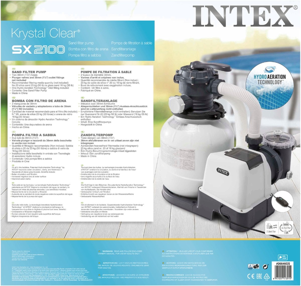 Intex 26646GS Zandfilterpomp - SX2100 - 6000 liter per uur inclusief Intex Filterbollen - Geschikt voor zandfilterpomp - 29045 (1 stuks) & WAYS Testrips (1 stuks) – foto 4