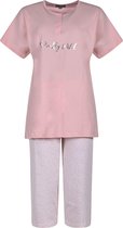 Dames Pyjama - Katoen - Zomer - 3/4 broek - Roze Leopard - Maat XXL