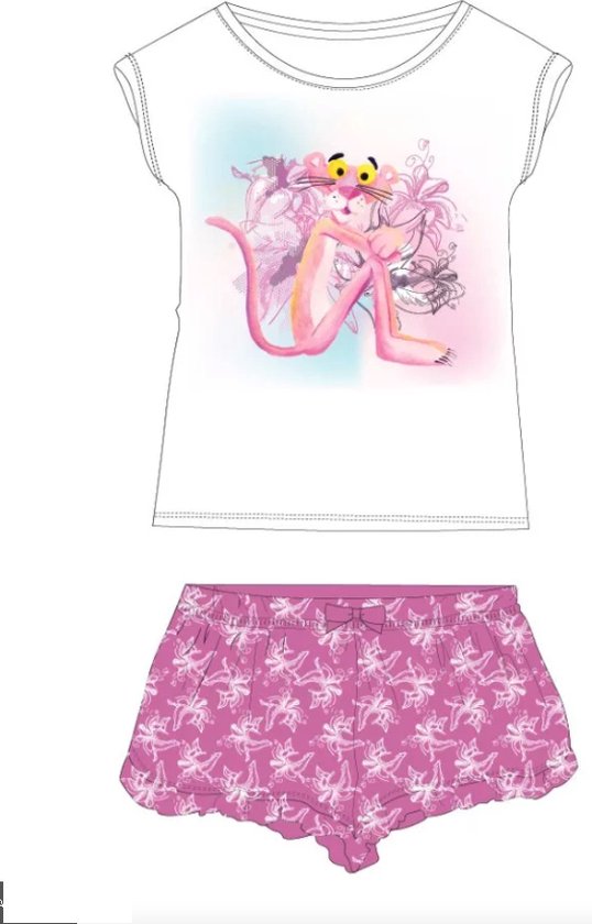 Pink Panther kinder shortama, roze / paars, maat 152