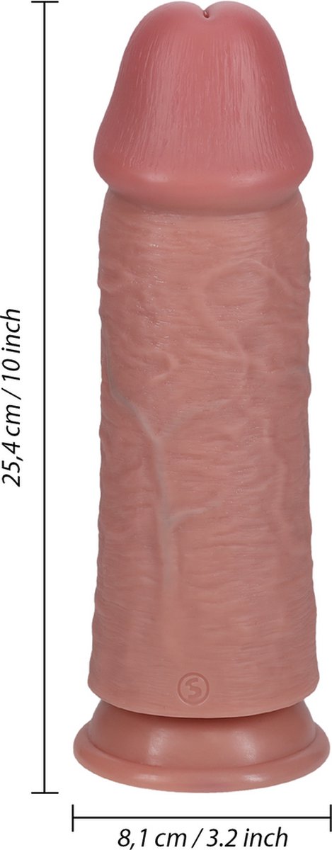 Goedkoopste Extra Dikke Realistische Dildo 25 CM. - Grote Dikke Dildo Beige Zonder Ballen - Doorsnede 8 Cm. - Extreem Dikke Beige Dildo Met Zuignap - Stevige Realistische Dildo - Zachtaanvoelend