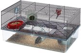 FAVOLA Hamsterkooi voor kleine knaagdieren - Stevig kunststof en metaal - Twee verdiepingen - Inclusief accessoires - 60 x 36.5 x 30 cm