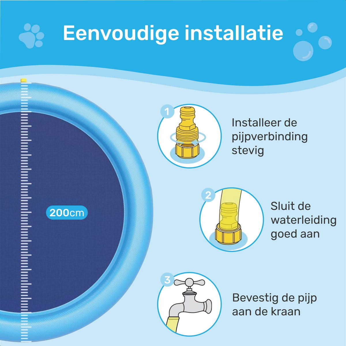 Dutchwide Ø 200cm Hondenzwembad - Met Sproeiers - Anti Slip Hondendouche - Bad voor Honden - Waterspeelgoed Hond - Fontein - Zwembad - Hondenbad — afbeelding 8
