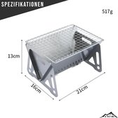 Opvouwbare barbecue campinggrill met draagtas - houtskoolgrill roestvrij staal - draagbare BBQ grill - campinggrill inklapbaar - outdoor campinggrill houtskool