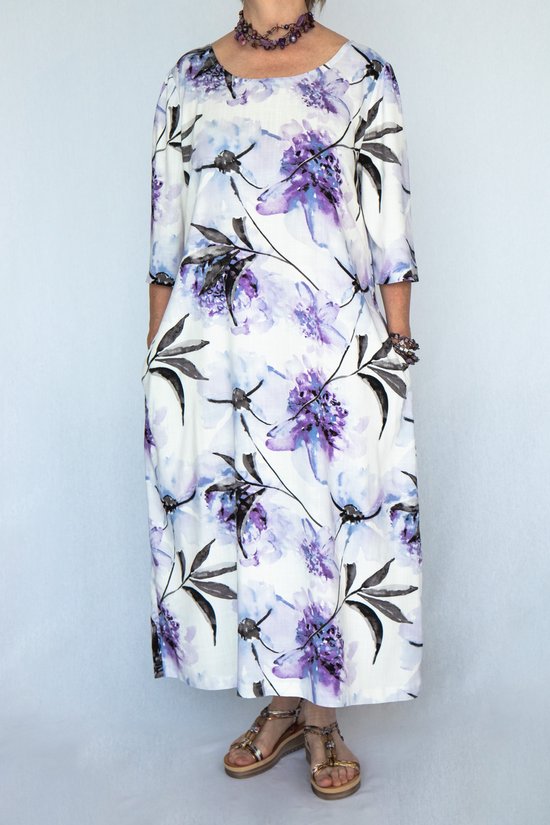 Paars gebloemde bohemian jurk M/38