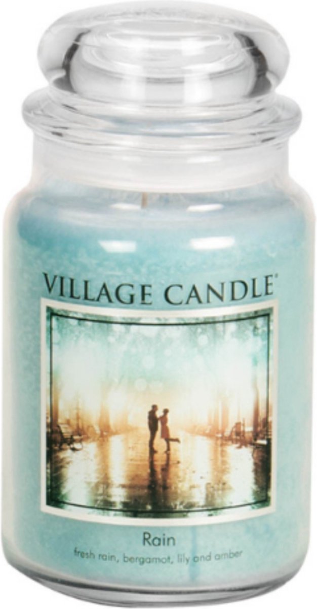 village candle Large Jar Rain - fresh blauw