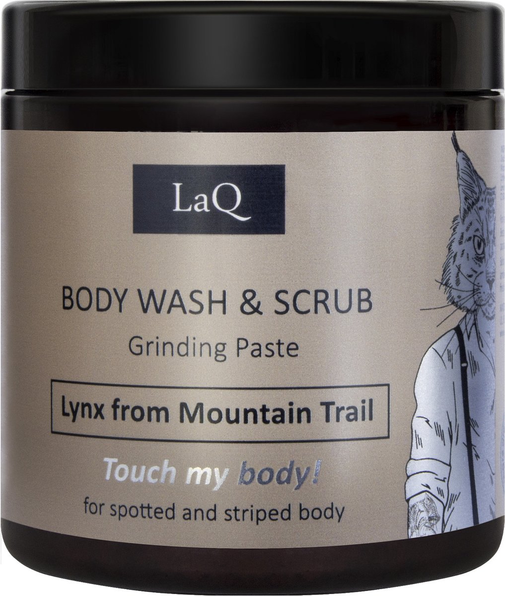 LaQ Lynx Body Wash & Scrub Mannen – Vegan Grinding Paste – Natuurlijke Suiker Scrub – Luxe Alternatief voor Douchegel – 220g