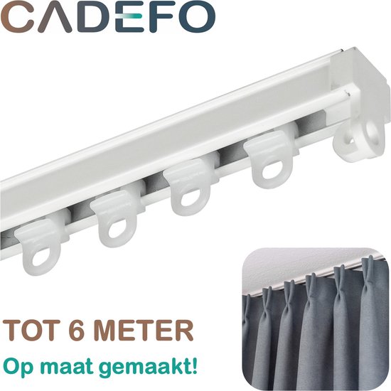 CADEFO Gordijnrails (080 - 100 cm) - Compleet op maat! - UIT 1 STUK - ALUMINIUM - Voor geplooide gordijnen - Gordijnroede - Leverbaar tot 6 meter - Plafondbevestiging - Lengte 91 cm