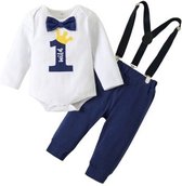 1er anniversaire gâteau smash Wild One ensemble avec pantalon bleu avec bretelles et barboteuse - anniversaire - vêtements pour enfants - taille 80 - wild one