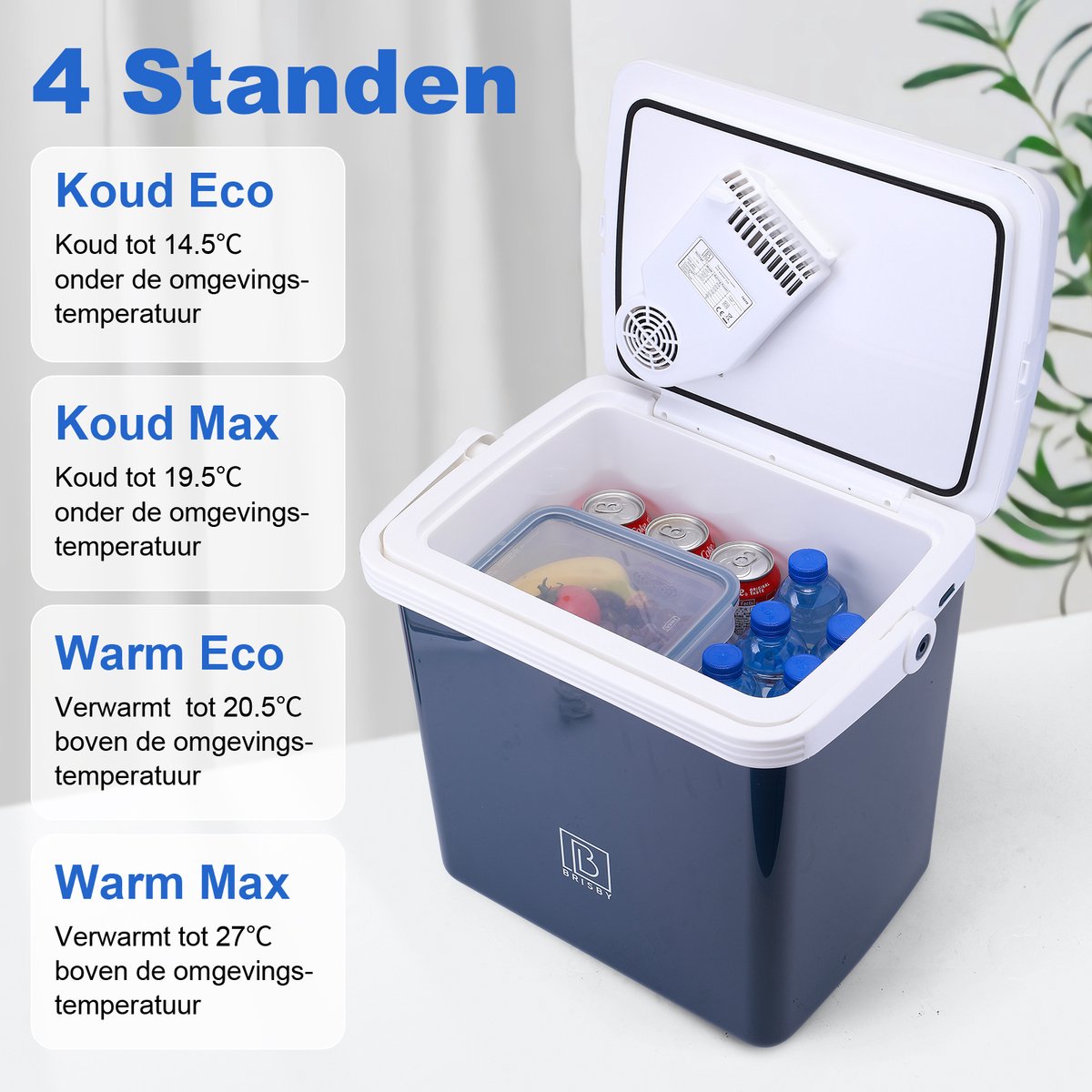 Brisby 25 Liter Elektrische Koelbox, Frigobox Deluxe met 12V, 220/230 Volt Aansluiting voor Auto en Camping – AC/DC - Coolbox - Divider en Deksel vergrendelstand - BLAUW – foto 7