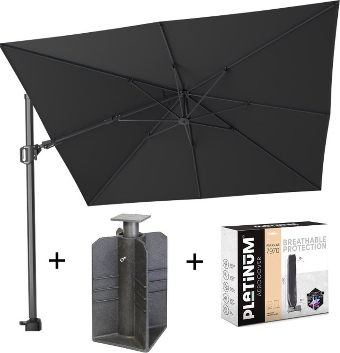 Platinum Challenger T2 300x300 cm antraciet met ingraafbare voet en hoes